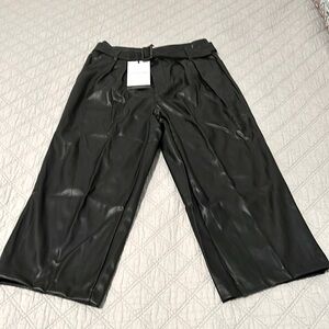 Who What Wear‎ Pleather pants size 2, front pleated with belt, ankle length